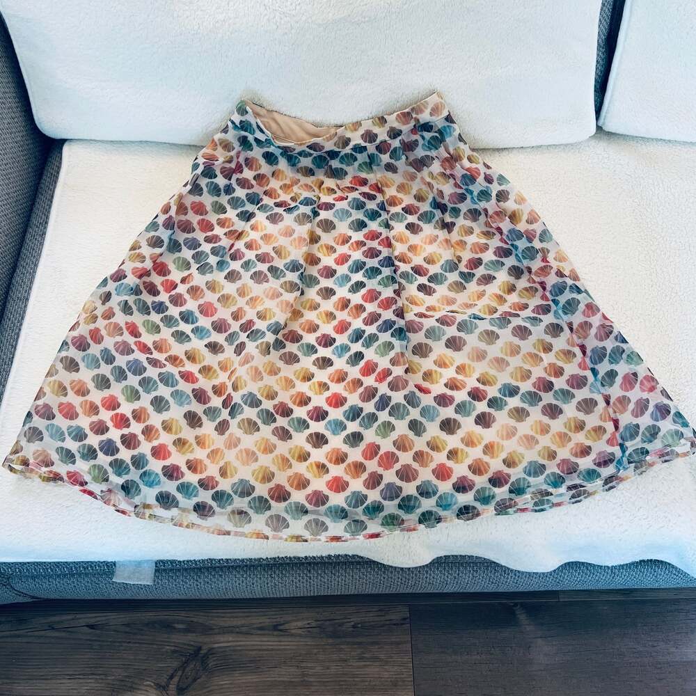Five Plus Multicolor Shell Print A-Line Midi Skir… - image 1